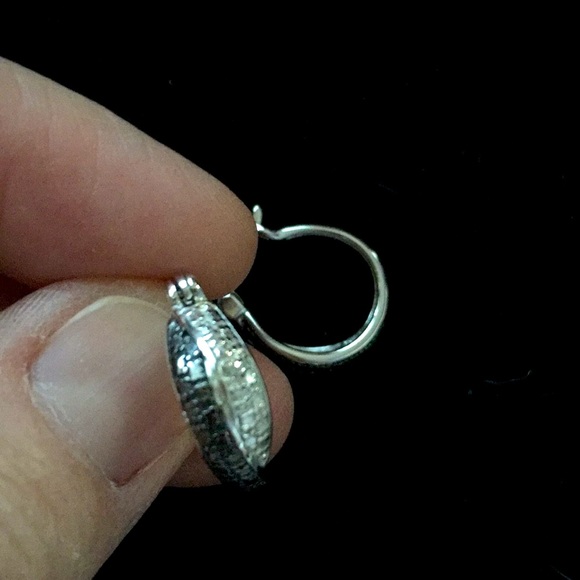 Sterling silver cz hoop earrings - Picture 5 of 7